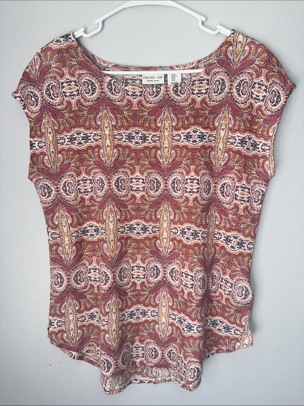 Rachel Zoe Rust Paisley Short-Sleeve Tee